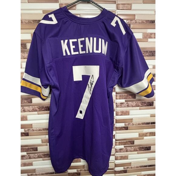 CASE KEENUM SIGNED AUTOGRAPHED MINNESOTA VIKINGS #7 PURPLE JERSEY COA Size XL - Picture 2 of 6